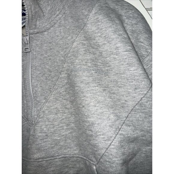 Outdoor Voices Women's Grey Crop Quarter Zip Front Pocket Sweatshirt Size L NWT - Picture 4 of 10